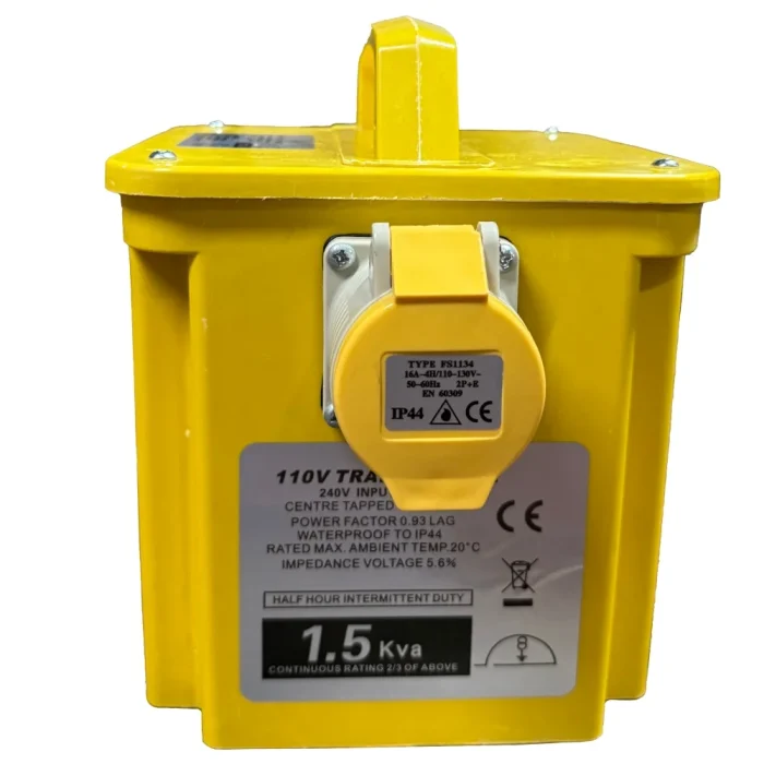 110V Portable Transformer 1.5kVA with Twin 16A Outlets