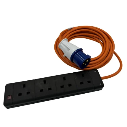 240V Caravan Extension Lead 7m with 16A Plug and 4x13A Sockets