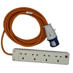 240V Caravan Extension Lead 7m 1.25mm with 16A Plug and 4x13A Sockets